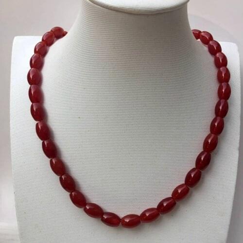 8X12mm fashionable charm jewelry bracelet and necklace red rice beads 2 sets of ornaments