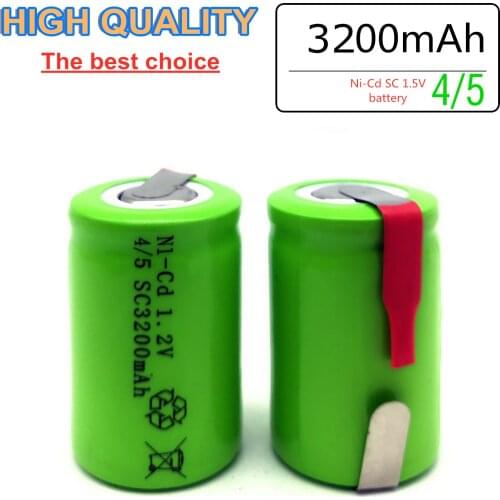 High Quality 4/5 SC NI-Cd 1.2V 3200mah Rechargeable Battery With Tab ForLED Electric Tools