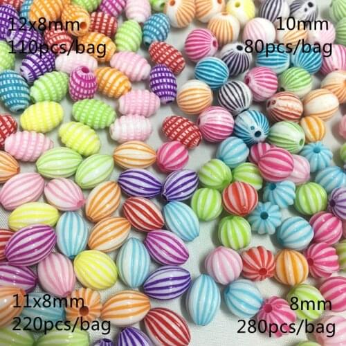 Acrylic Washing Olive pearl stripe beads for Jewelry making plastic effect Childrens Necklace bracelet accessory Meideheng