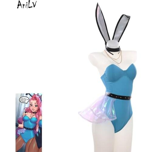 AniLV Anime Seraphine Bodysuit Swimsuit Costume Bunny Girl Tight Leotard Swimwear Uniform Pool Party Cosplay