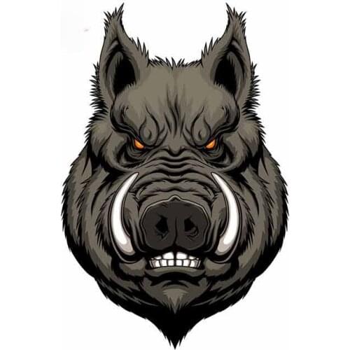 Car Stickers Decor Motorcycle Decals Angry Boar Head Decorative Accessories Creative Sunscreen Waterproof PVC,13cm X 9cm