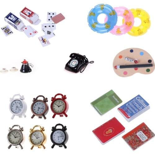 Book Paper Notebook Poker Playing Cards Lifebelt Ring Drawing Board Coffee Pot Cup Saucer Telephone Clock Doll House Accessories