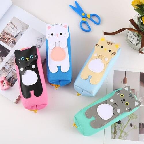 Cartoon cat pencil case creative storage pencil box cute zero wallet primary school students learning stationery