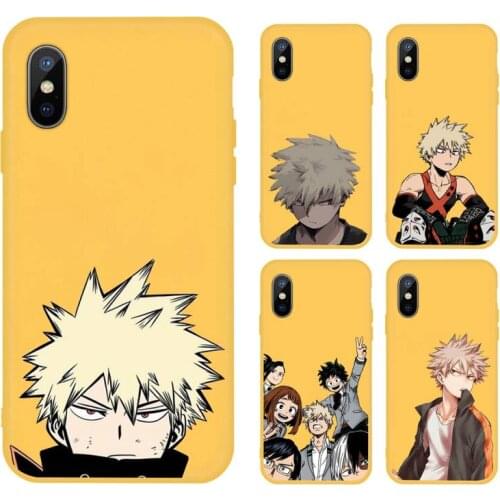 Anime My Hero Academia Phone Case Yellow Candy Color for iPhone 11 12 mini pro XS MAX 8 7 6 6S Plus X SE 2020 XR