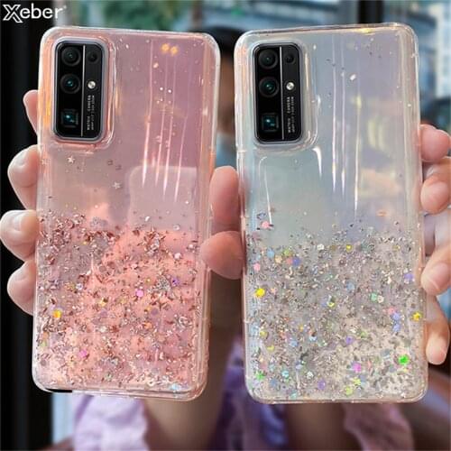 Gradient Glitter Star Sequin Clear Soft Phone Case For Samsung S20 FE Note 20 Ultra A70 A51 5G S10E S10 Lite S8 S9 Plus A21 A41