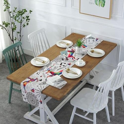 DEFU fashion simple waterproof linen table runner Modern table cloth Wedding Party Home hotel table decorative resistant dirty