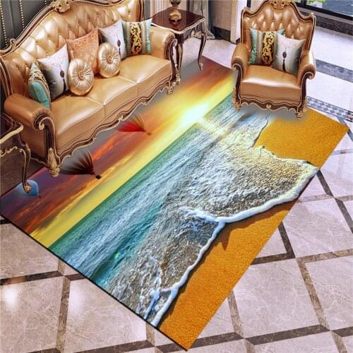 Blue Sea Surfing High Quality Crystal Short Plush Home Printing Decorative Carpet Bathroom Water Absorption Anti Slip Soft Pad