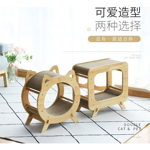 Wood Cat Scratcher Solid Cat Scratch Toy Board Claw Grinder Corrugated Cardboard Nest Vertical Sofa Protector for Cat Kitten