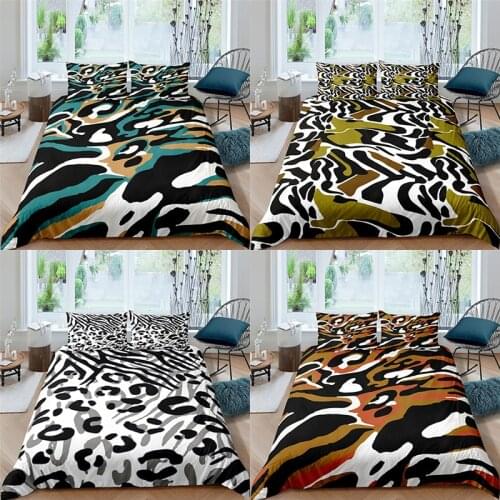 Home Textiles Luxury 3D Leopard Print Duvet Cover Set 2/3 Pcs Pillowcase Kids Bedding Set AU/EU/UK/US Queen and King Size
