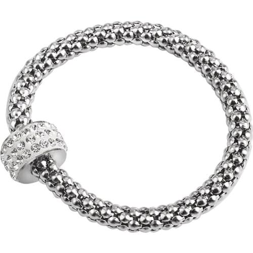 Hot selling Silver color Elastic Bracelet Crystal embellished corn Bangles Mens and Womens Bracelets fashion Jewelry wholesale