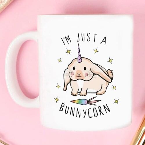 I am just bunnycorn Ceramic Coffee Mug funny rabbit Tea 11oz Milk Cups and Mugs Dropshipping