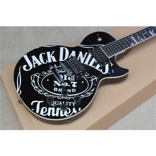 Custom 6 string guitar,black guitar,pattern basswood body ,chrome hardware,shell inlay,HH picckups