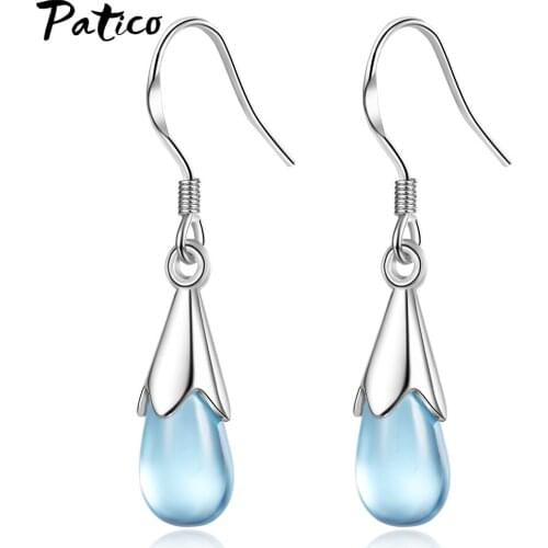 Korean Drop Shaped 925 Sterling Silver Drop Earrings For Women Long Temperament Earrings Jewelry Birthday Gift