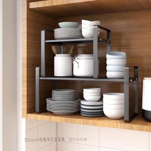 Kitchen cabinets, multi-layer storage racks, storage racks, inner compartments, pot racks, tableware countertops, microwave rack