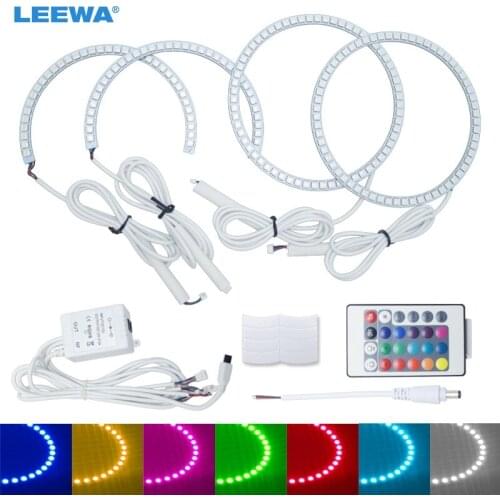 LEEWA 4pcs/set Car LED RGB Angel Eyes Halo Ring Light Wireless Remote for Lexus IS200/300/Toyota Altezza/Altezza Gita (Japan)