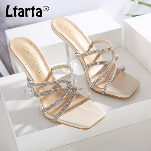 LTARTA 2021 Bling Summer New Fashion Womens Shoes Crystal Wine Glass With Sandals Sexy Rhinestone Party Womens Sandals JXQ