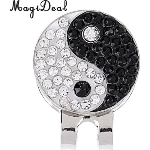 MagiDeal High Quality 1Pc Sturdy Bling-bling Yin Yang Pattern Magnetic Golf Marker Clip On Golf Cap Visor Golf Accessory
