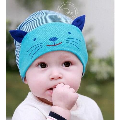 MAYA STEPAN 1 PCS Cute Cat Warm Winter Autumn Baby Hat Girl Boy Cap Children Infant Cotton Toddlers Striped Bee Newborn Beanie