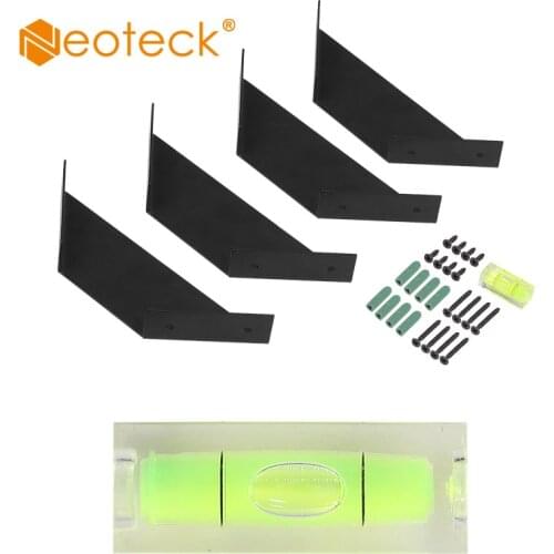 Neoteck 4 Pcs 6 Inch Iron Shelf Bracket Flat Angle Bent Black Floating Industrial Shelf Support Bracket For storage Book shelf