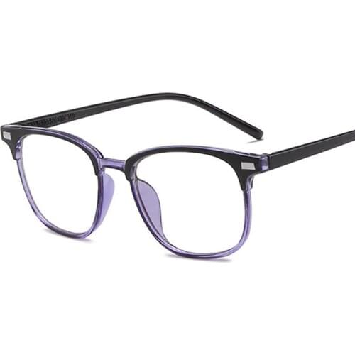 Fashion Glasses Women Anti-blue Light Eyeglasses Female Computer Clear Eyewear Plastic Rivet Spectacle Purple Frame Gafas