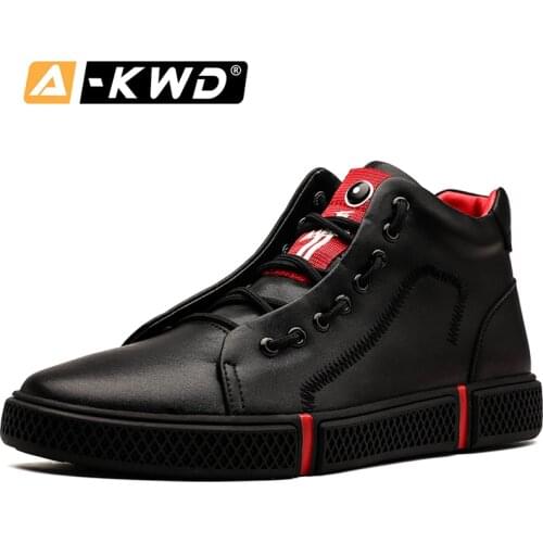 Fashion Shoes 2019 Black White High Top Sneakers Men Autumn Single Breathable Designer Trainers Fur Mens Shoes Genuine Leather