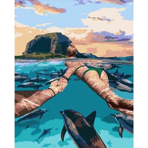 Painting By Number Canvas Schilderij Kits Figure Handgemaakte Cadeau Diy Unframe Kleuren Door Getallen Hond Home Decoratie