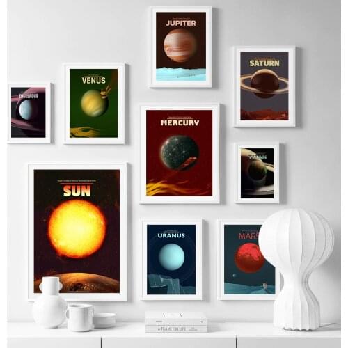 Sun Mars Earth Venus Planet Solar System Wall Art Canvas Painting Nordic Posters And Prints Wall Pictures For Living Room Decor