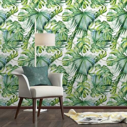 DIY PVC Wall Sticker Wallpaper Self Adhesive Tropical Palm Leaf Wallpaper Waterproof House Room Home Decoration Art Poster