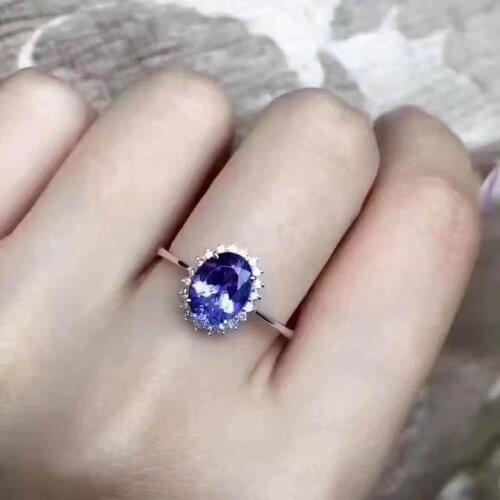 Natural And Real Tanzanite luxury ring ring Free shipping gemstone 925 sterling silver Fine jewelry