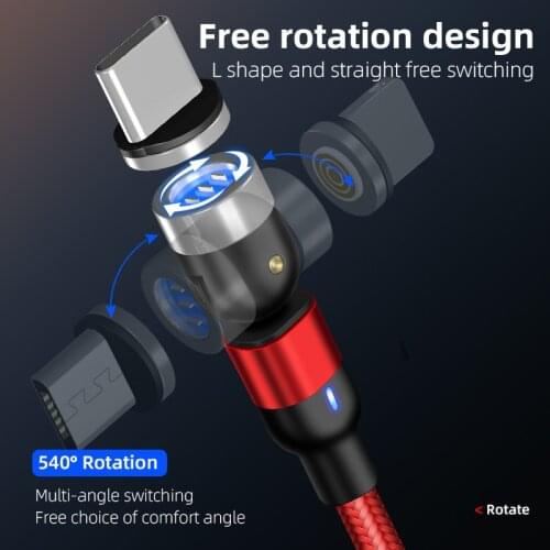 Nohon 540 Degree Rotation Magnetic Cable for iPhone Samsung Huawei Xiaomi Micro USB Fast Charging Cable USB Type C Data Cable