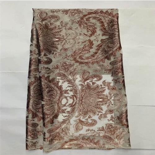 2021 Latest African Soft Silk Fabric For Garment Neat Embroidery On The Material Silk Fabric 5 Yards.L3261