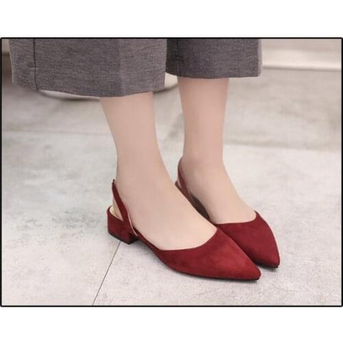 New Fashion Lady Shoes Faux Suede High Heels Woman Shoes Pointed Toe Dress Shoes Basic Pumps Women Pointed square sandals
