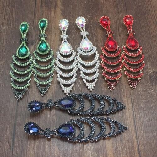 New Design Shiny Crystal Rhinestone Heart Pendant Dangle Earrings For Women Jewelry Fashion Statement Earrings Accessories