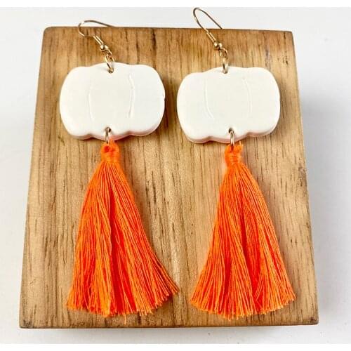 Halloween Originality Clay Earrings Tassels Cat Alien Pumpkin Moon Fashion Jewelry Brown Drop Dangle Gift Polymer Clay Earrings