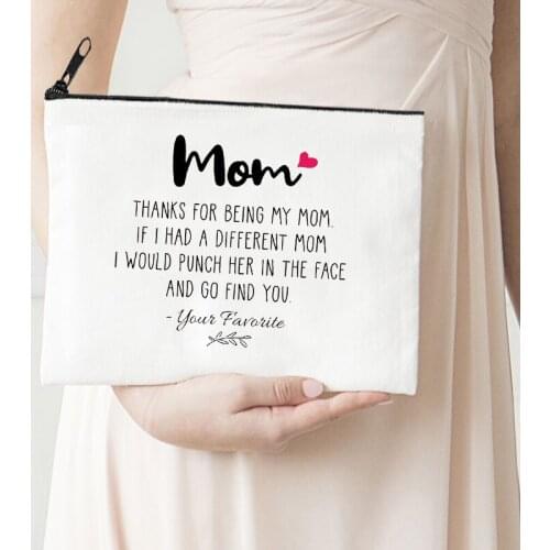 Mom Makeup Bag Casual Cosmetic Pouch Canvas Reusable Lipstick Bag Travel Toiletry Bags Storage Purse Travel Size Makeup