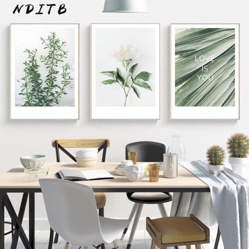 Leaf Plant Scandinavian Poster Nordic Style Canvas Wall Art Print Minimalist Painting Decorative Picture Tropical Decoration
