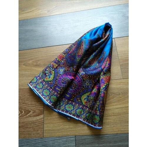 2019 new arrival spring paisley pattern 100% pure silk scarf twill hand made roll 90*90 cm shawl wrap for women lady