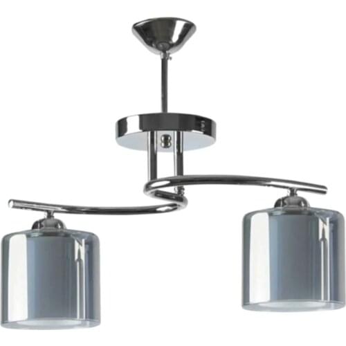 Modern Chrome Smoked Glazed Double Chandelier