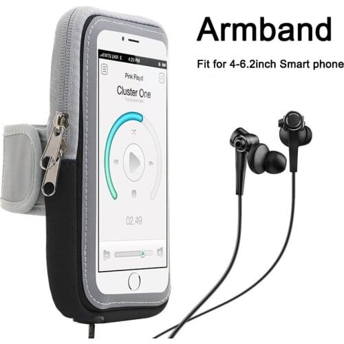 Universal 6" Sports Running Armband Phone Holder Sweatproof Fitness Gym Cell Phone Case Armbag with Key Holder Wallet Card Slot