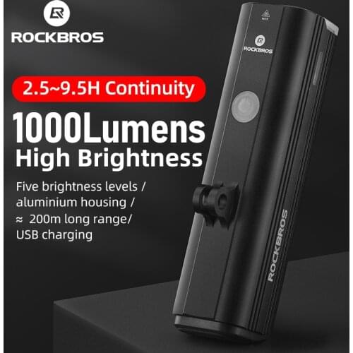 ROCKBROS Bike Front Light Waterproof Hoisting Headlights Multi Holder Cycling Handbar Light USB Powerful Bicycle Flash Light