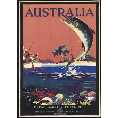 Vintage Travel Australia Art print Silk poster Home Wall Decor