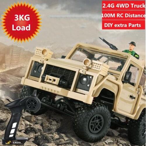 3KG Loading High Simulation 2.4G 4WD Remote Control military Truck high power motor Truck With dual car light 45degree climbing
