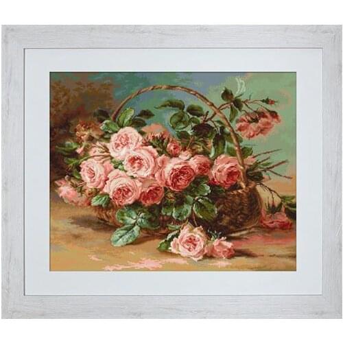 Beautiful Flower Roses in the Basket Embroidery High Quality Needlework 14CT Unprinted Cross Stitch Kits DIY Handmade Home Decor