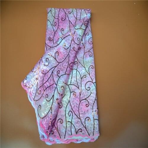 High Quality African Lace Fabric French Net Embroidery Sequins Tulle Lace Fabric For Nigerian Party FLP-1160