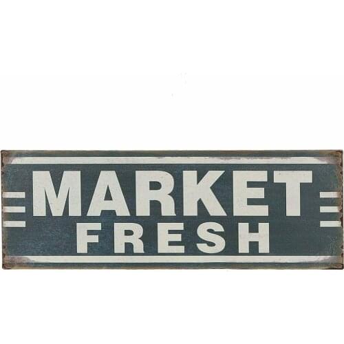 Market Fresh Retro Vintage Tin Bar Sign Country Home Decor 13.75" x 5"