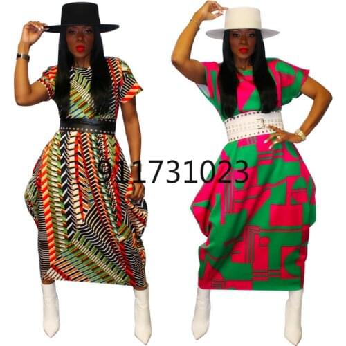S-5XL Plus Size African Print Dresses for Women Dashiki Geometric Dress African Clothes Retro Africa Loose Christmas Robe Femme