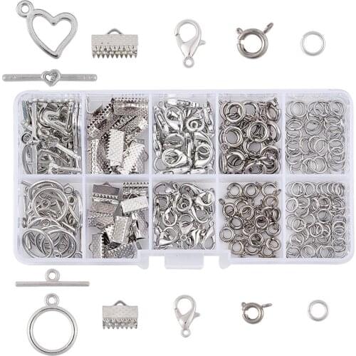 1 Box Mixed Jewelry Findings, 40PCS Alloy Lobster Claw Clasps and Brass Spring Clasps, 20Sets Alloy Toggle Clasps, 30PCS Iron