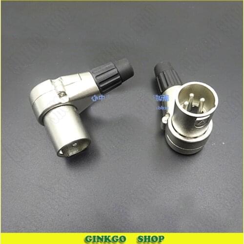 10pcs/lot XLR Male Plug 3 pin Bending Type XLR Rotation Plug Right Angle