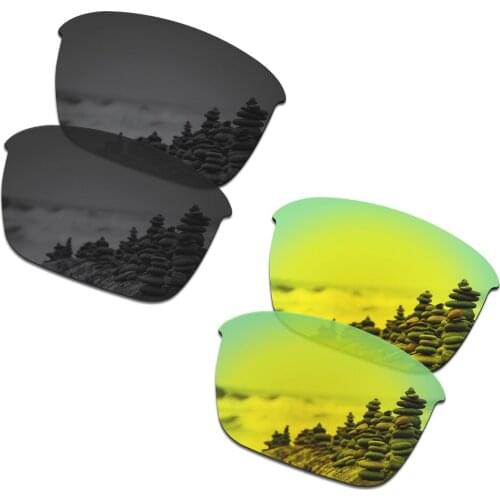 SmartVLT 2 Pairs Polarized Sunglasses Replacement Lenses for Oakley Thinlink Stealth Black and 24K Gold