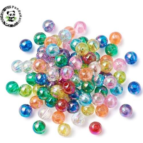200pcs 5mm AB Color Round Transparent Acrylic Spacer Beads Mix Assorted Colors hole: 1.5mm
